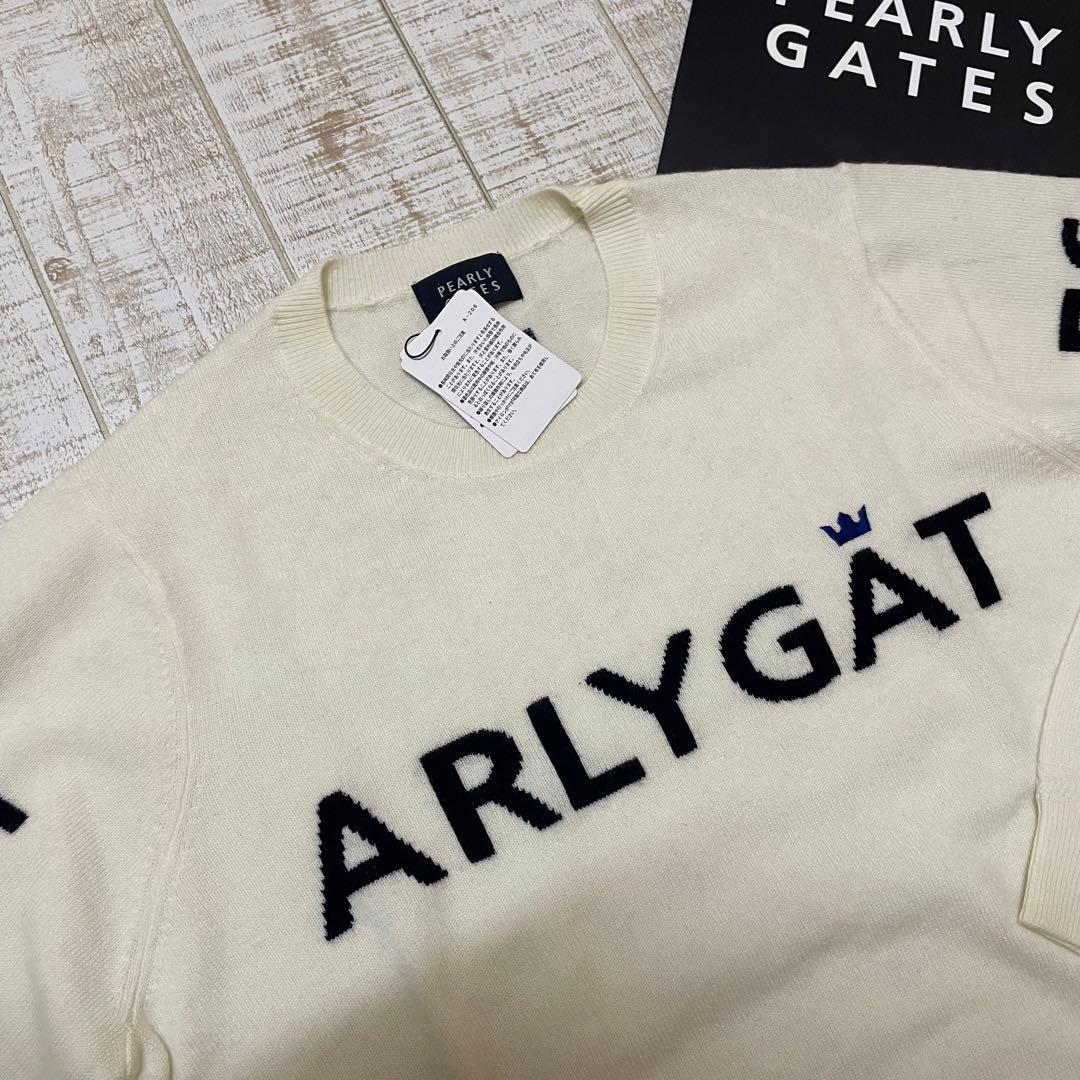 新品 パーリーゲイツ ニット カシミヤ 王冠ロゴ ホワイト Lサイズ（5）