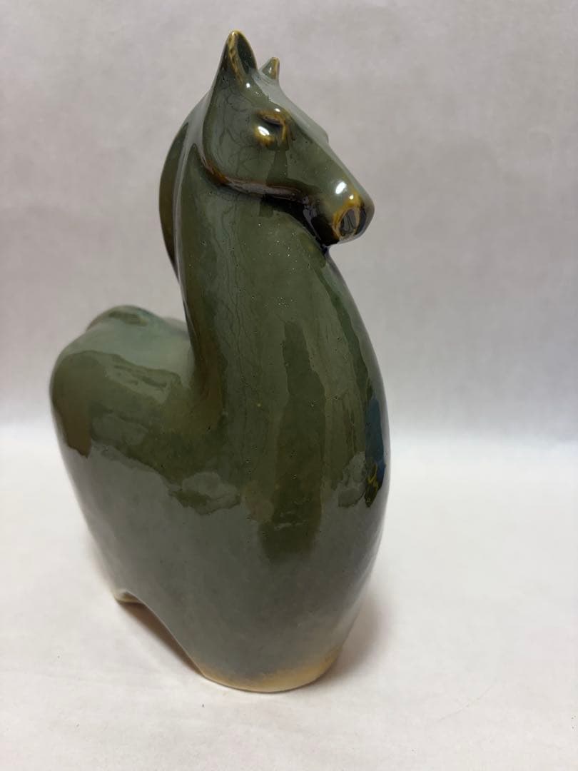 池上 栄一作陶器　馬牛2点　日展彫刻家　三枝惣太郎金属製ネズミ 虎体2点置物4点
