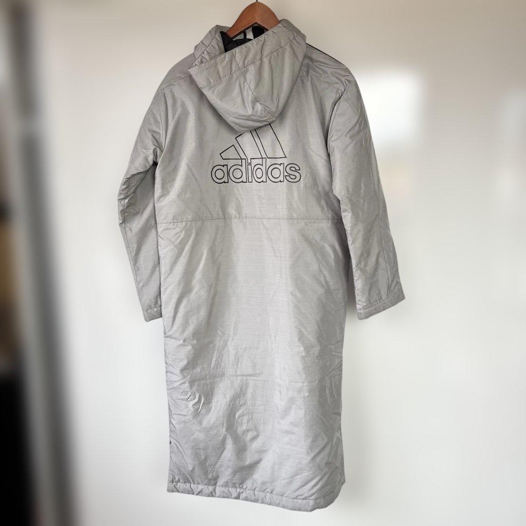 adidas ライトインサレーテッド　ロングコート　ベンチコート　xs グレー