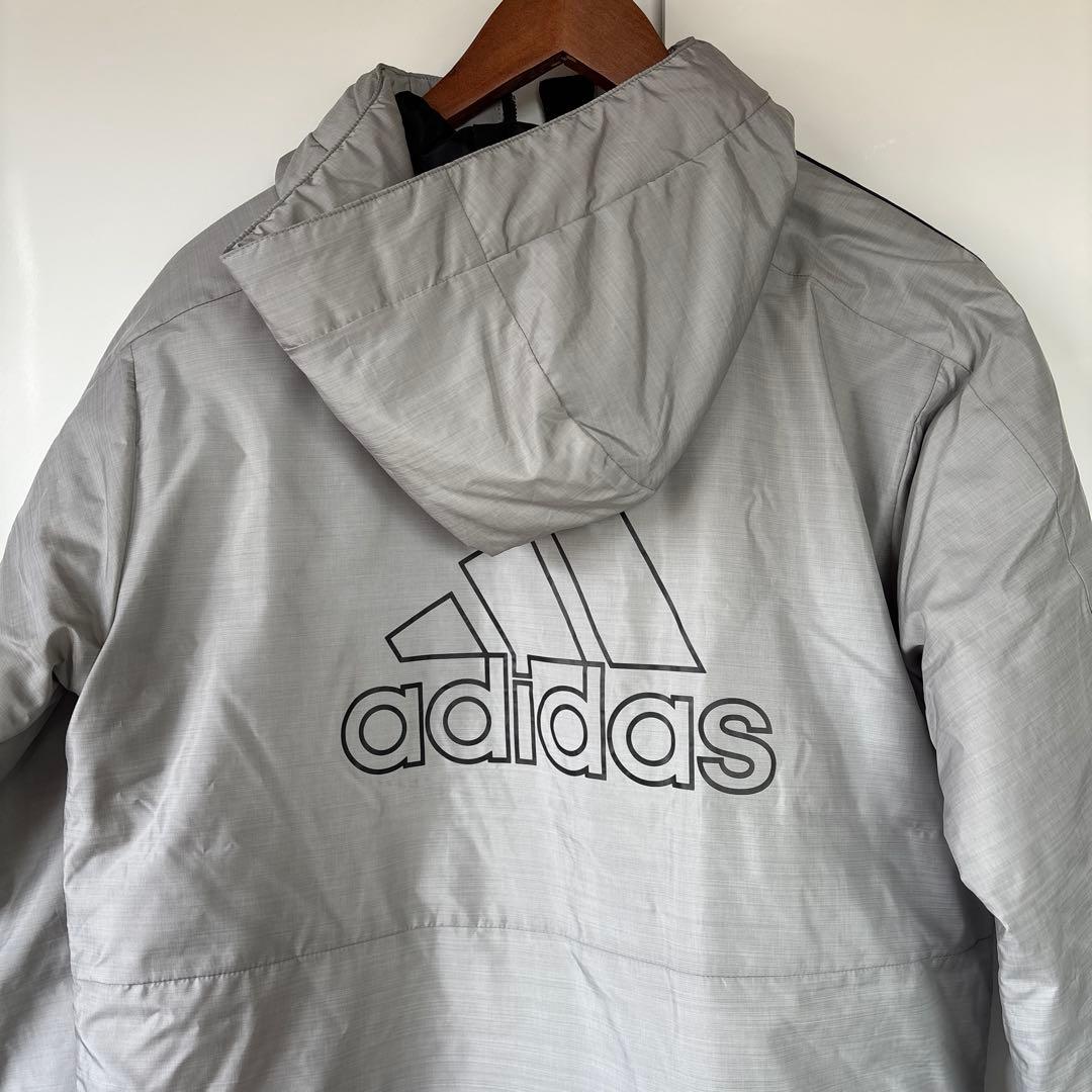 adidas ライトインサレーテッド　ロングコート　ベンチコート　xs グレー