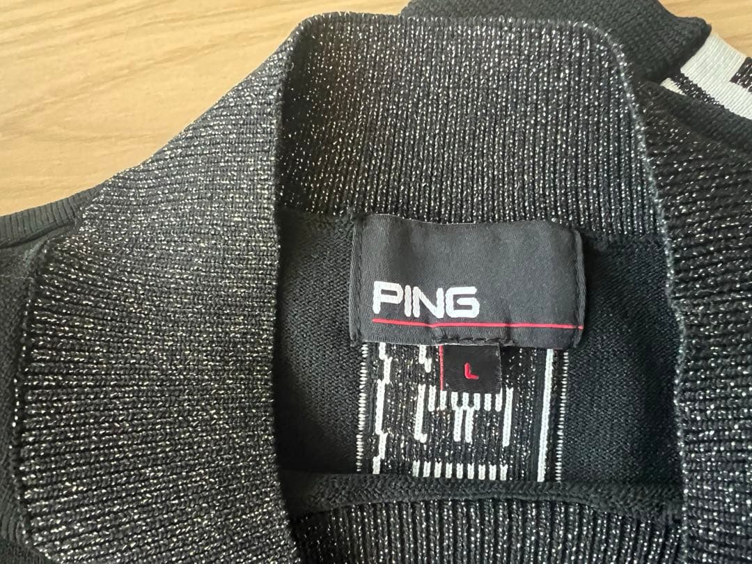 PING ピン　レディース　トップス　ニット　長袖　薄手　春　軽い　ブラック