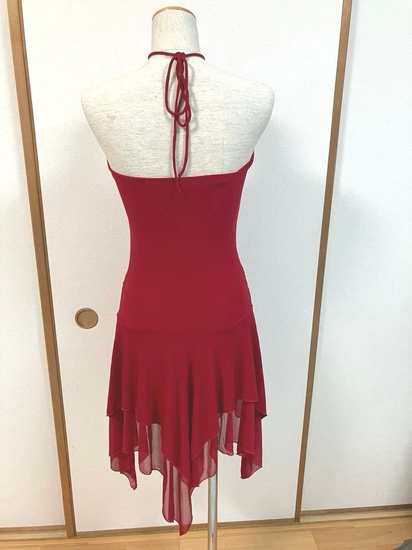ラテンドレス　社交ダンスドレス　美品　S ～M 赤色　レッスンウェア　パティー