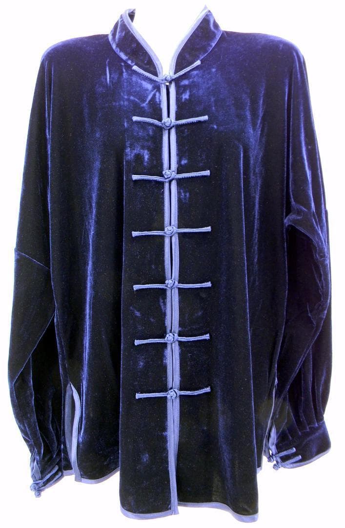 太極拳 ベロア調 太極服 上下 Mサイズ 男女両用 藏青色【新品】