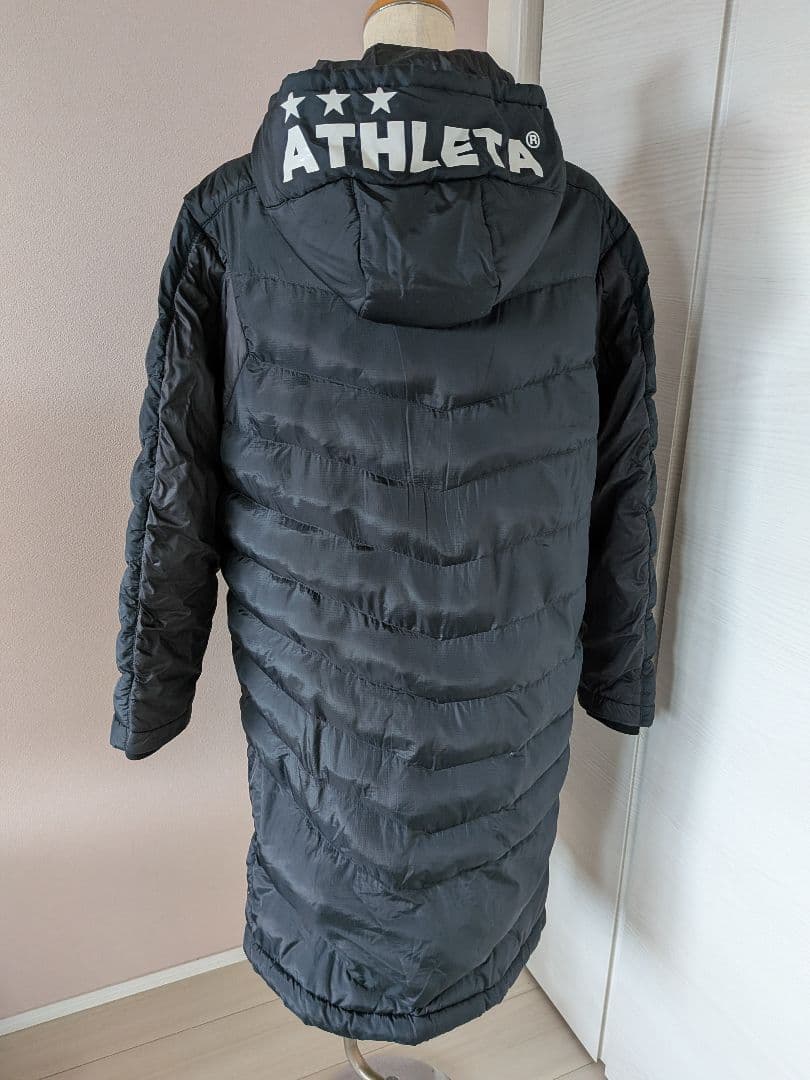 ATHLETA ブラック ダウンコート フード付き