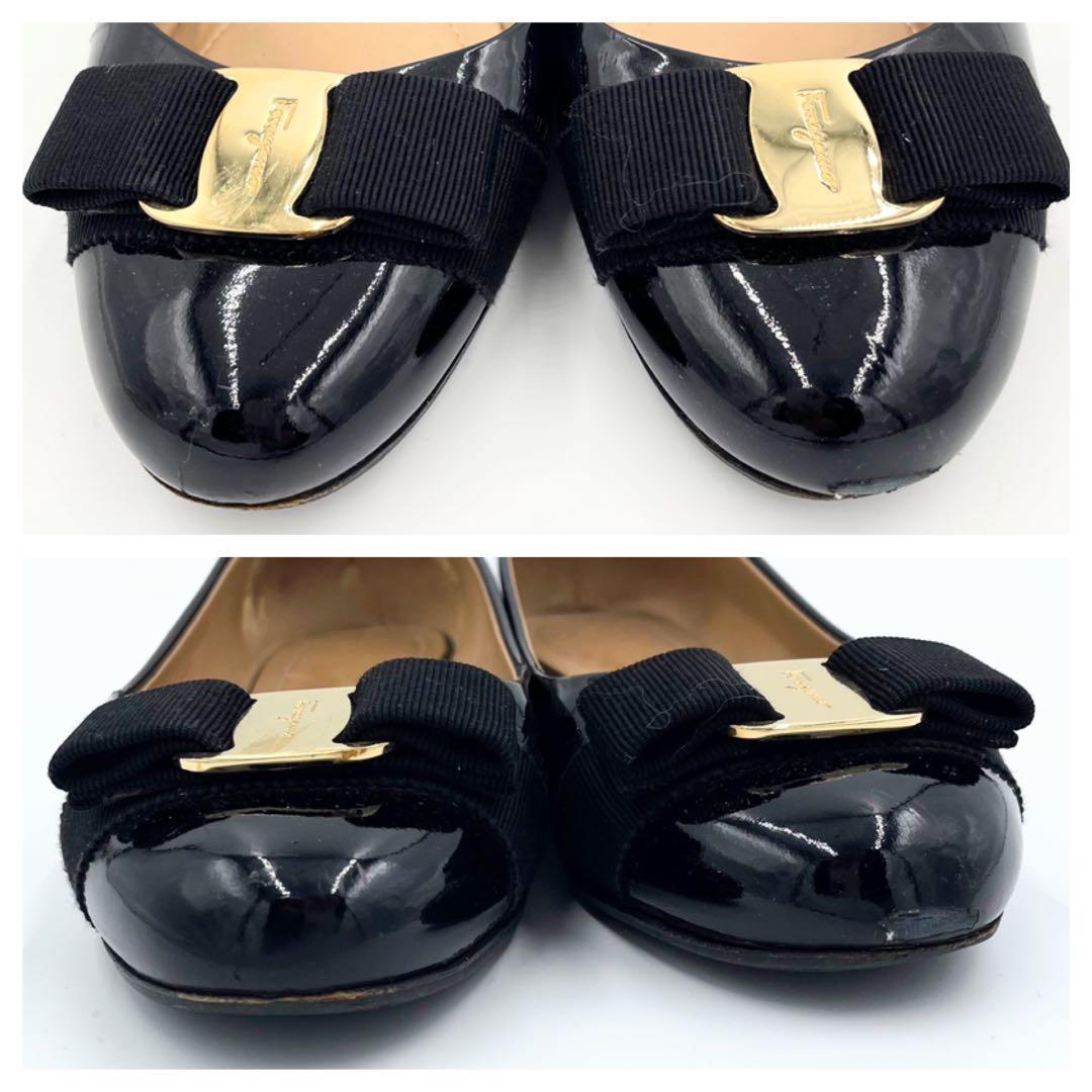 美品　Ferragamo ヴァリナ バレリーナシューズ　キルティング　23.5㎝