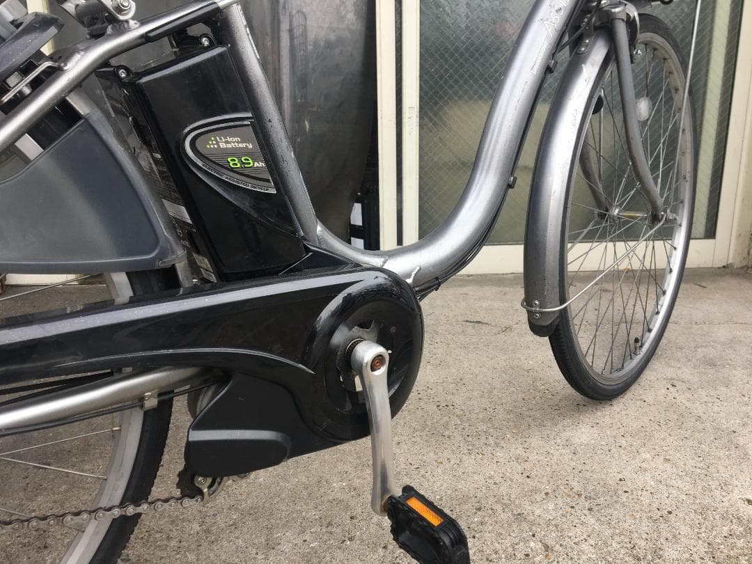 地域限定送料無料　アシスタ　8,9AH　子供乗せ　シルバー 神戸市　電動自転車