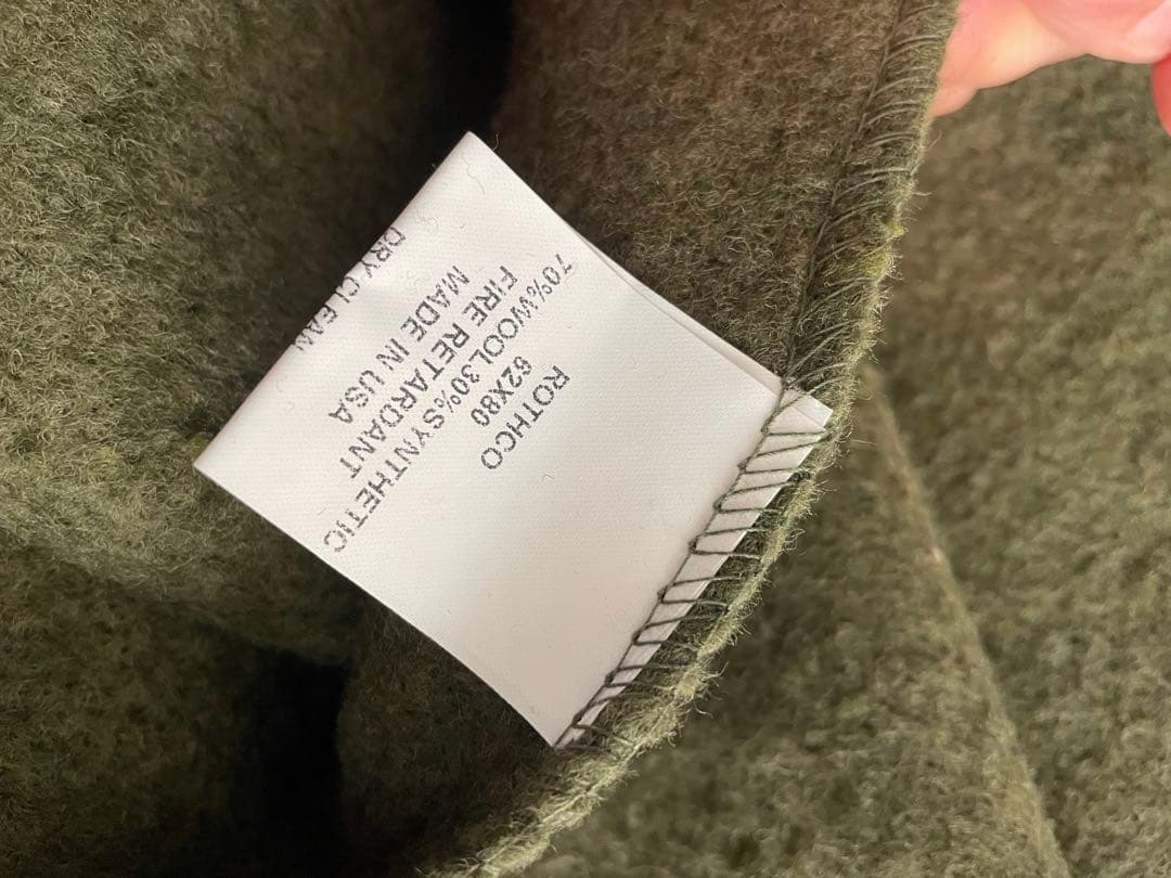 ウールブランケット オリーブグリーン　米軍放出品　キャンプ　ブッシュクラフト