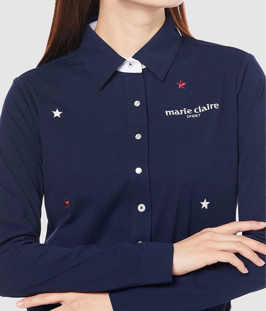 マリ・クレール marie claireシャツ 長袖シャツ レディース ネイビー