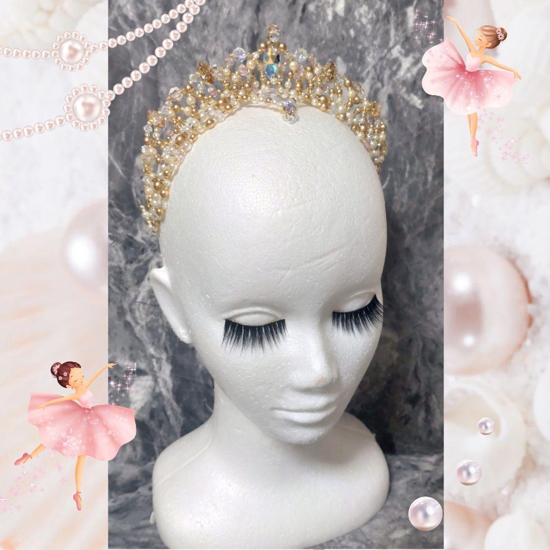 【SALE】バレエ ティアラ ライトゴールド　コーム付