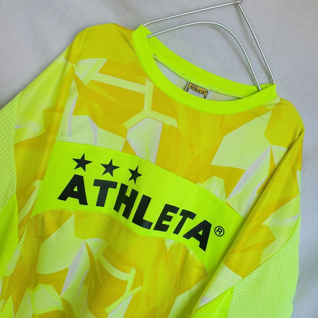 ATHLETA ネオンイエロー 長袖 ウェア ロンT 模様 柄 サッカー