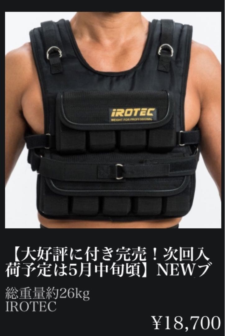 【美品】アイロテック NEWブロックウエイトベスト57ポンド(約26KG)