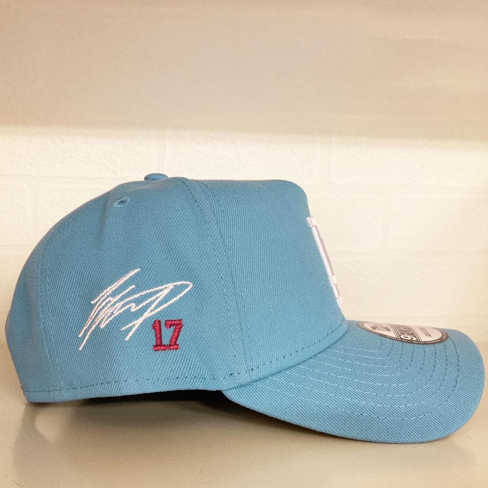 大谷翔平選手サイン刺繍入りドジャースキャップ9FORTY（水色）