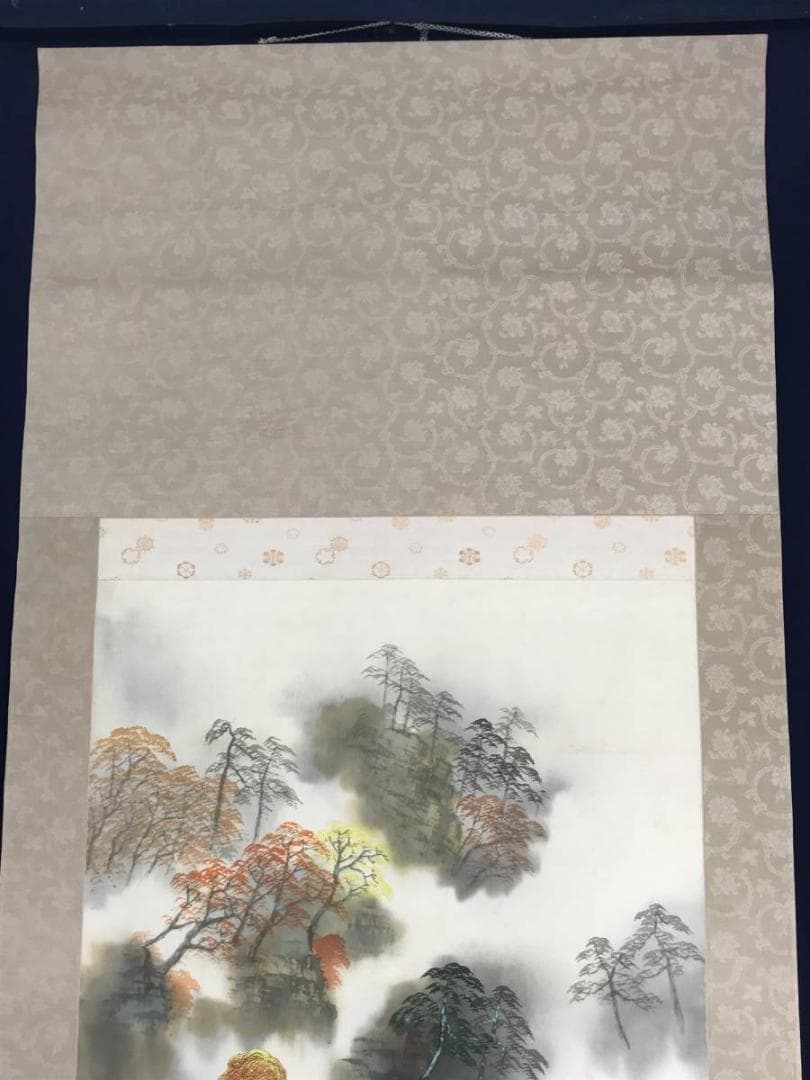 【真作】超遊/渓山秋景図/秋景山水図/山水図/掛軸/名家伝来/AB-769