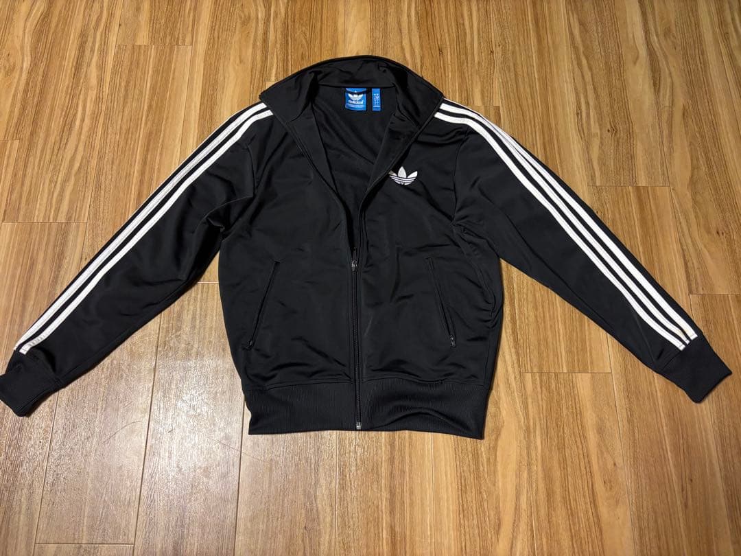 adidas黒ブラックファイアーバードトラックジャージ上下セットアップ