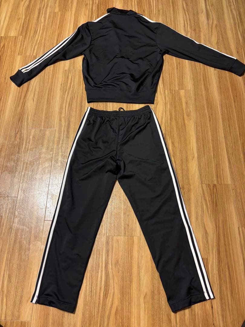 adidas黒ブラックファイアーバードトラックジャージ上下セットアップ