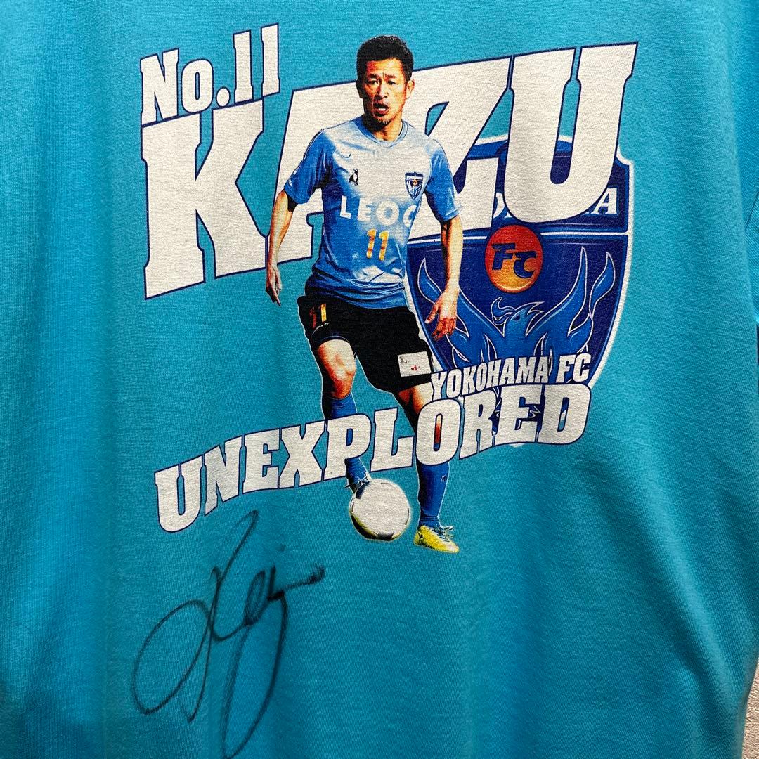 三浦知良　サイン入りカード　横浜FC 2018 記念Tシャツ タオマフ　セット