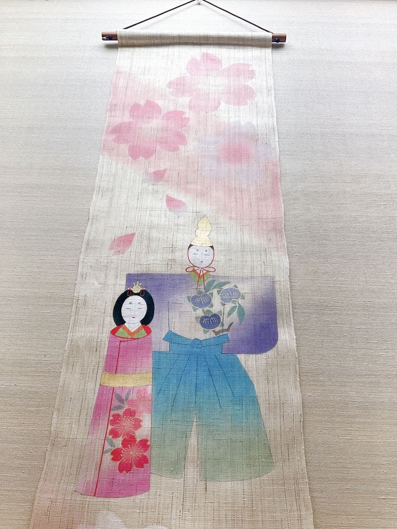 お雛様【凛桜立ち雛】本麻タペストリー 親王飾り お雛様壁飾り ひな祭り 未使用品