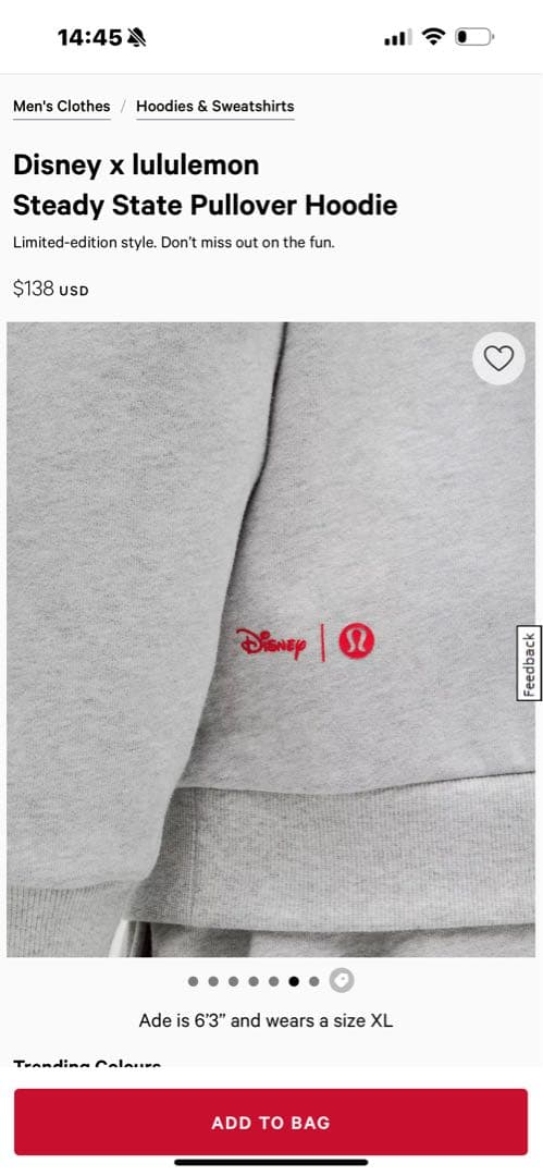 限定コラボ Disney x lululemon ディズニーミッキーHoodie