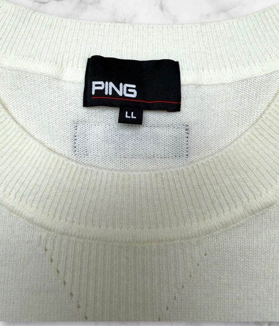 極美品✨　PING ゴルフ　ホワイト セーター　ニット　SIZE XL LL
