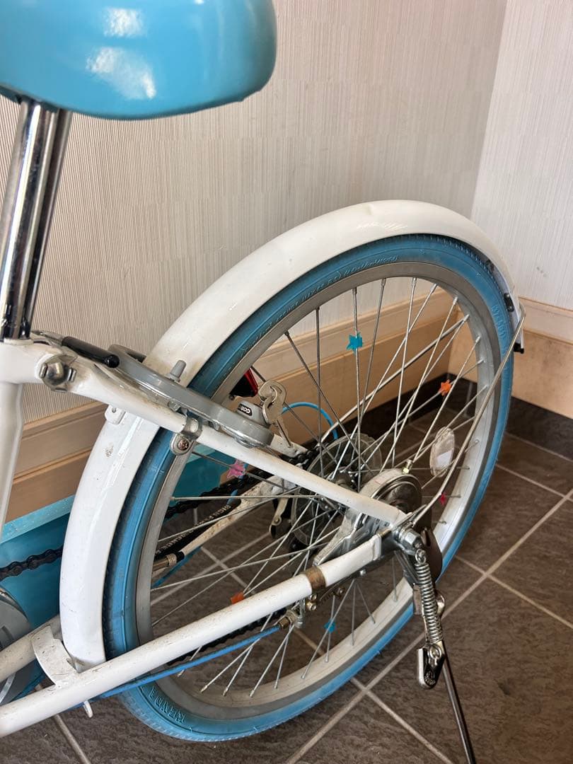【室内保管】22インチ子供用自転車ホワイト/ブルー