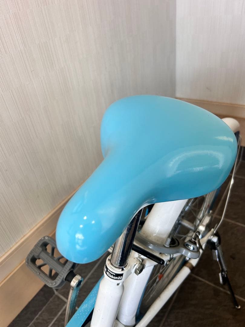 【室内保管】22インチ子供用自転車ホワイト/ブルー