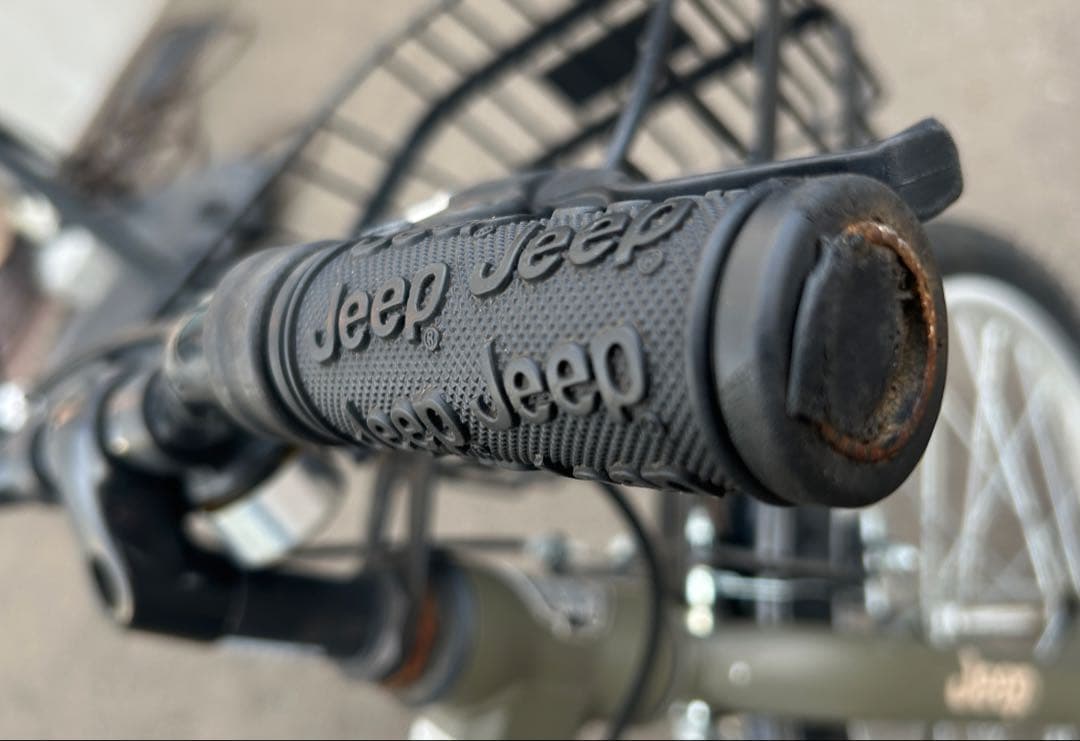 Jeep 子供用自転車 オリーブグリーン 前カゴ付き 18インチ
