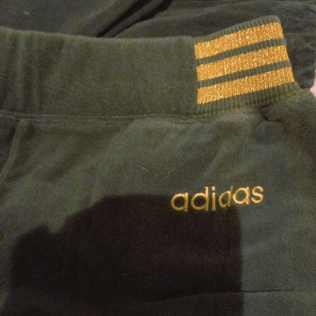 adidas ベロア ジャージパンツ ズボン ポケット2個 ドロストパンツ