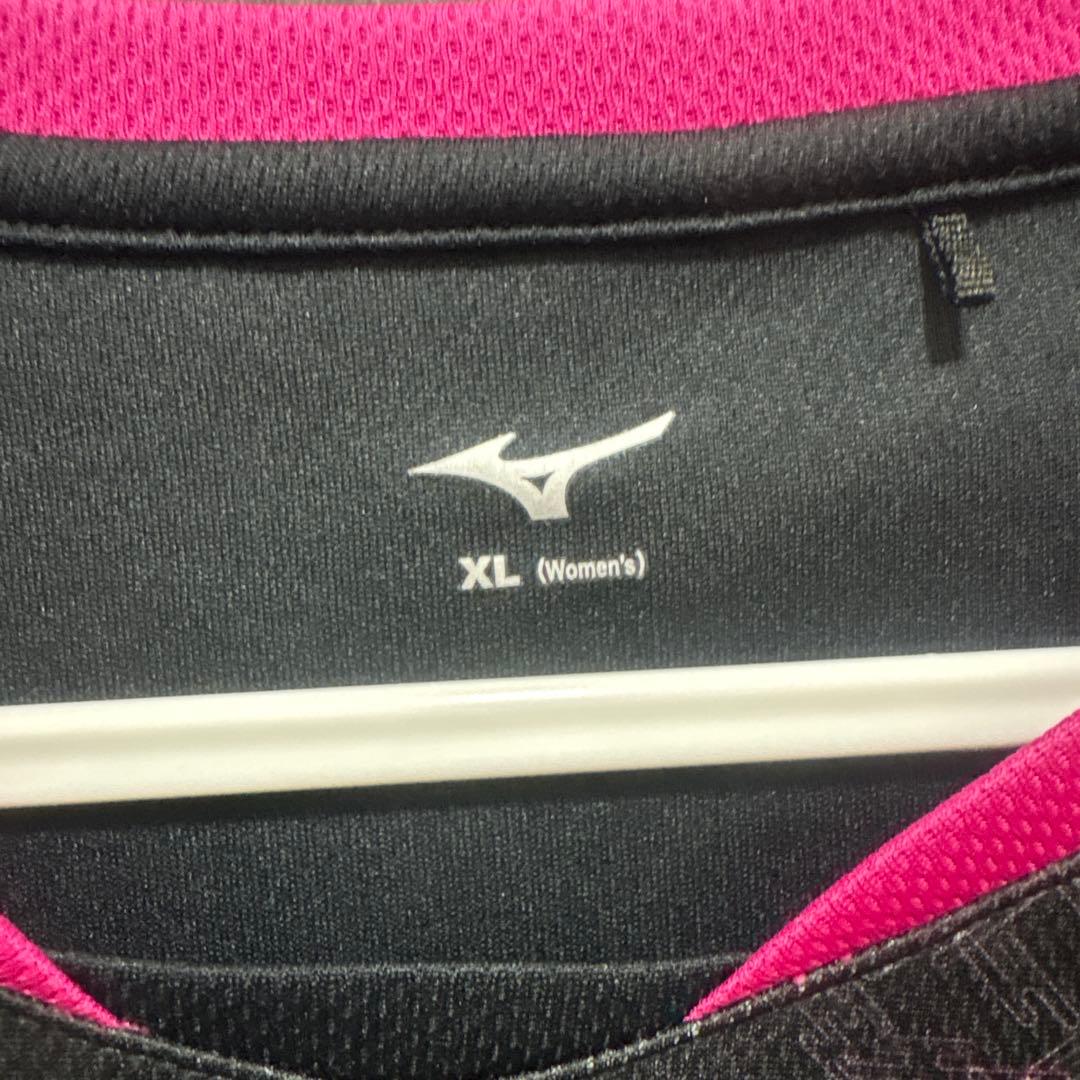 Mizuno バドミントン テニス ゲームシャツ XL ブラック/ピンク