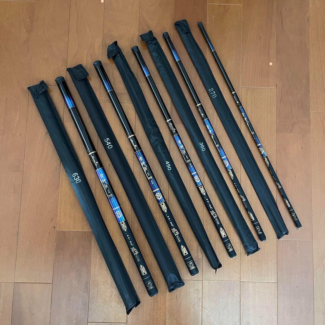 のべ竿　2.7m 3.6m 4.5m 5.4m 6.3m 5本セット　渓流竿