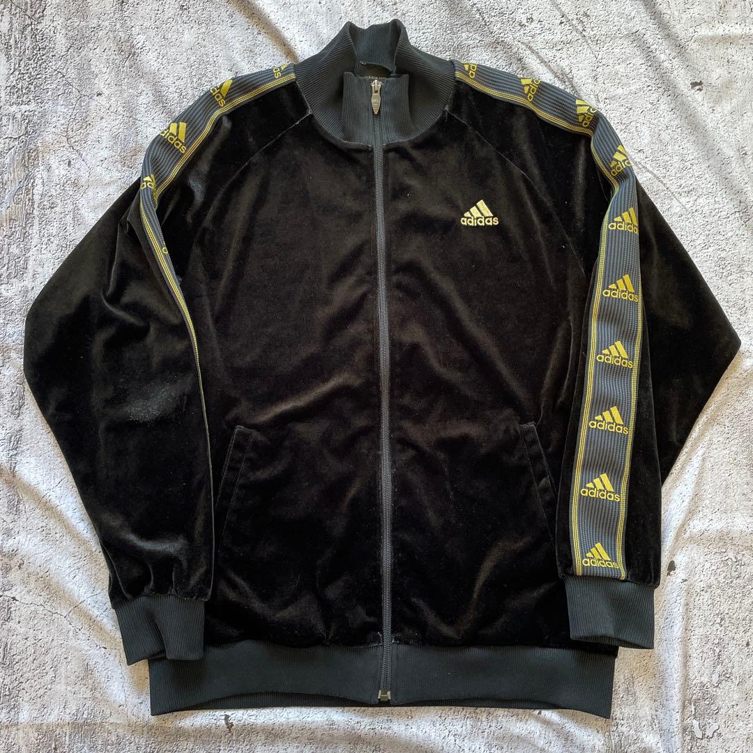 00s adidas ベルベット　ベロア　ジャージ　セットアップ ブラック