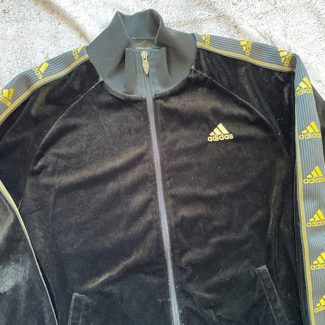 00s adidas ベルベット　ベロア　ジャージ　セットアップ ブラック