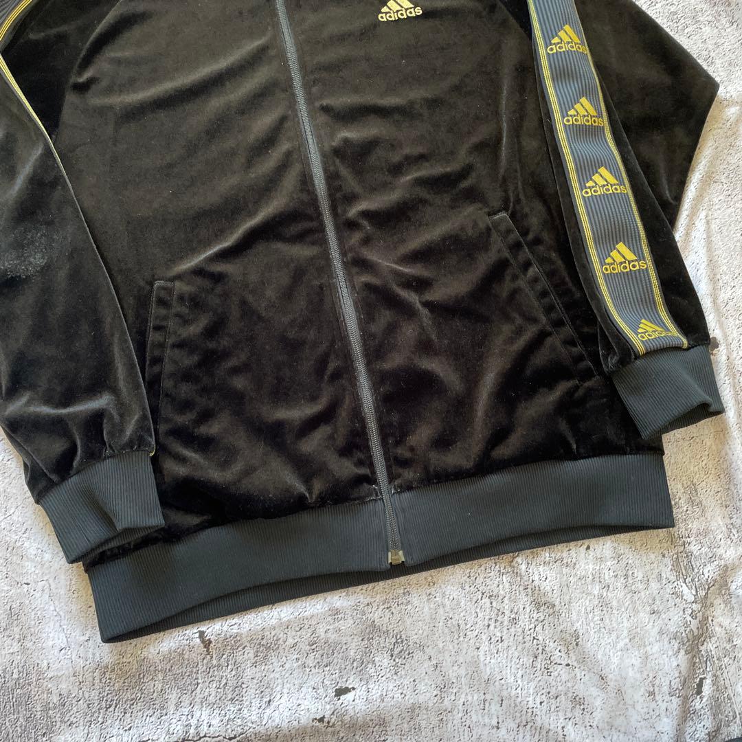 00s adidas ベルベット　ベロア　ジャージ　セットアップ ブラック