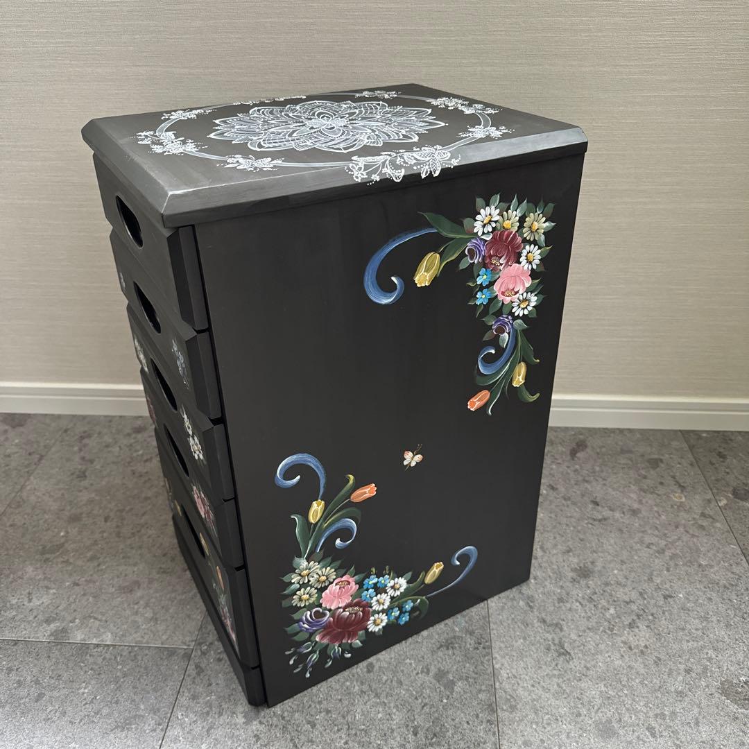 トールペイント(アッセンデルフト) 木製引き出し5段小物入れ