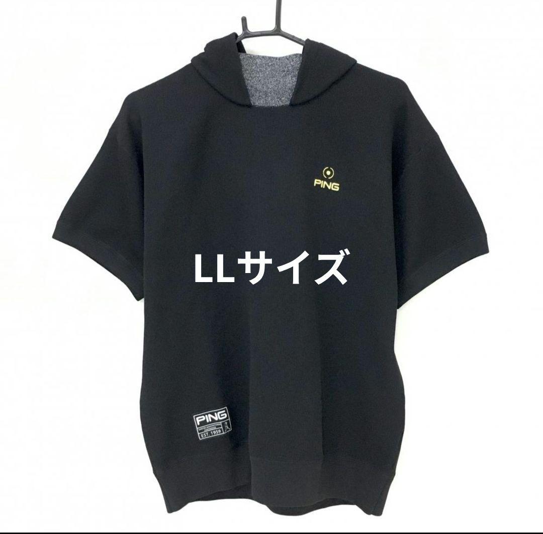 【美品】PING ピン　レディース 半袖 ニットパーカー LL ブラック