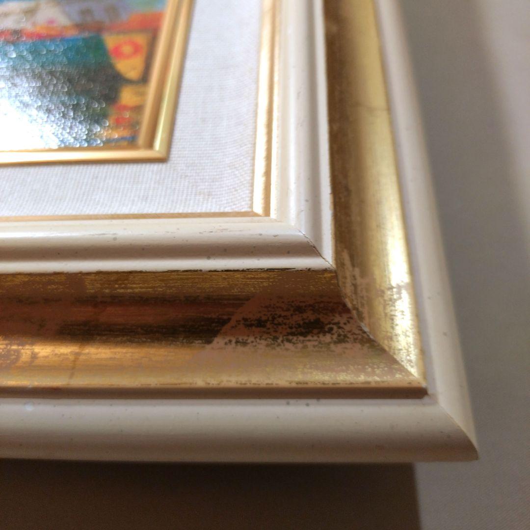 版画額装品 酒井健吉 キャンバスジクレー 風景画 港の絵