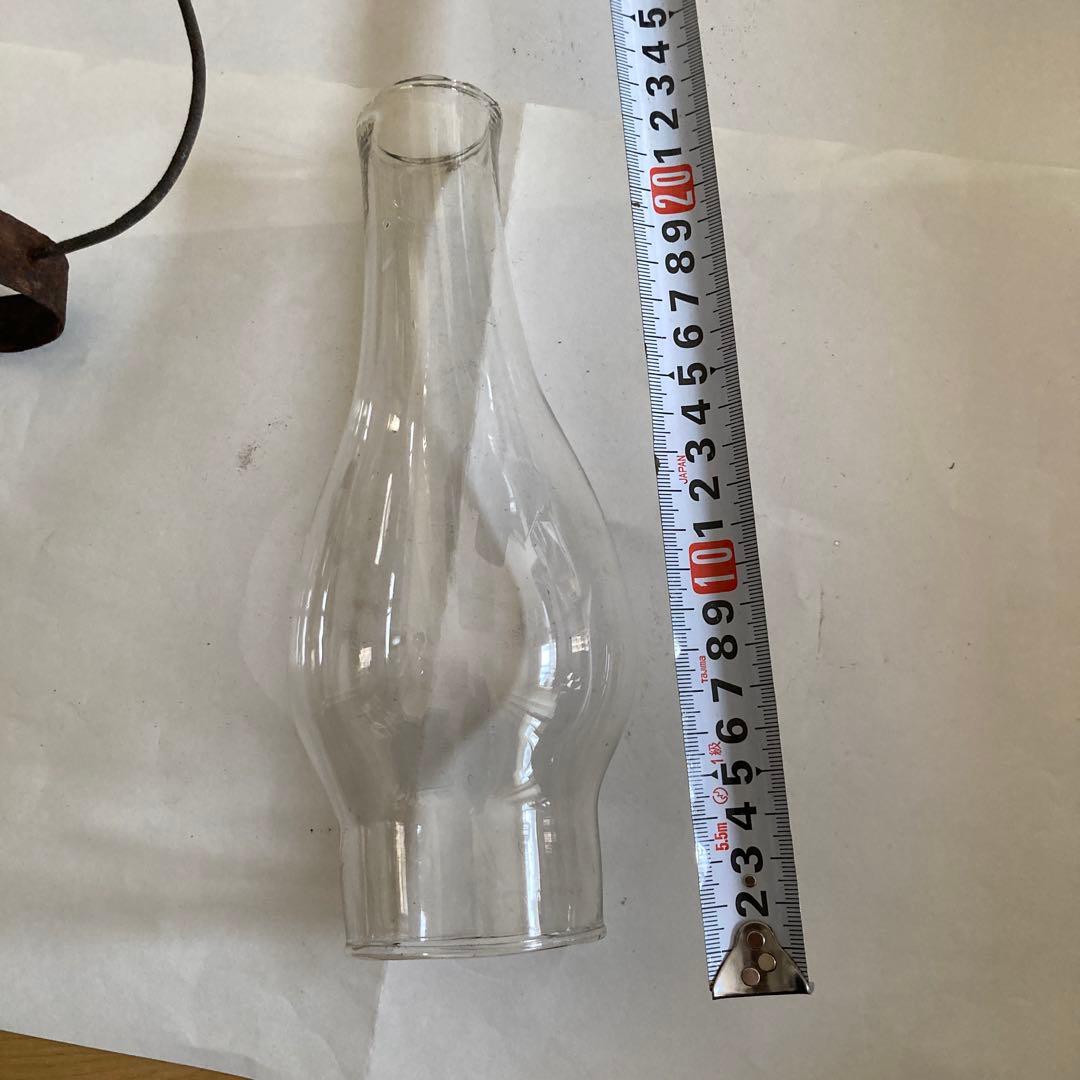 オイルランプ 透明ガラス 緑硝子ベース 高さ　持ち手含めて約４５cm