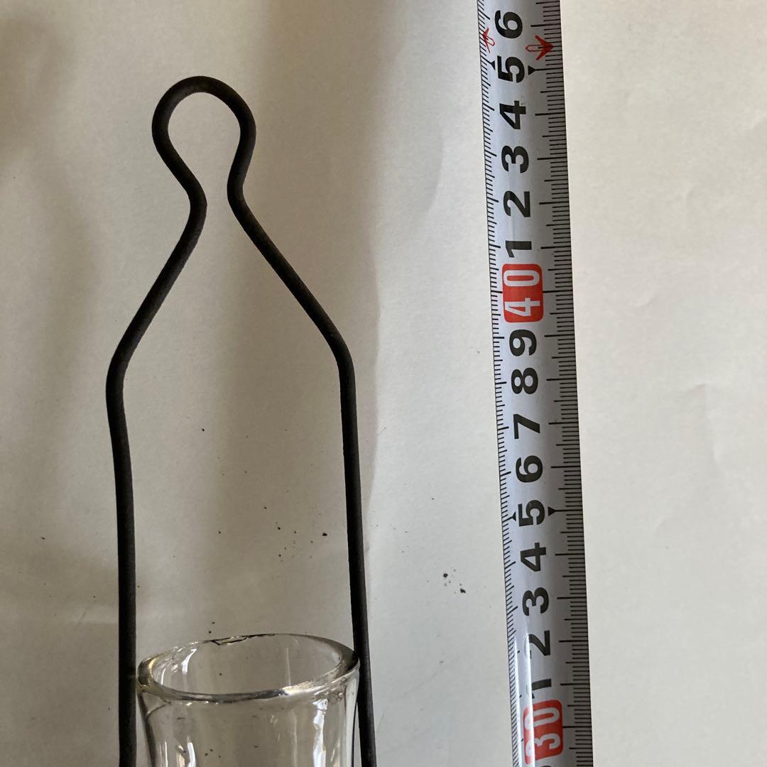 オイルランプ 透明ガラス 緑硝子ベース 高さ　持ち手含めて約４５cm