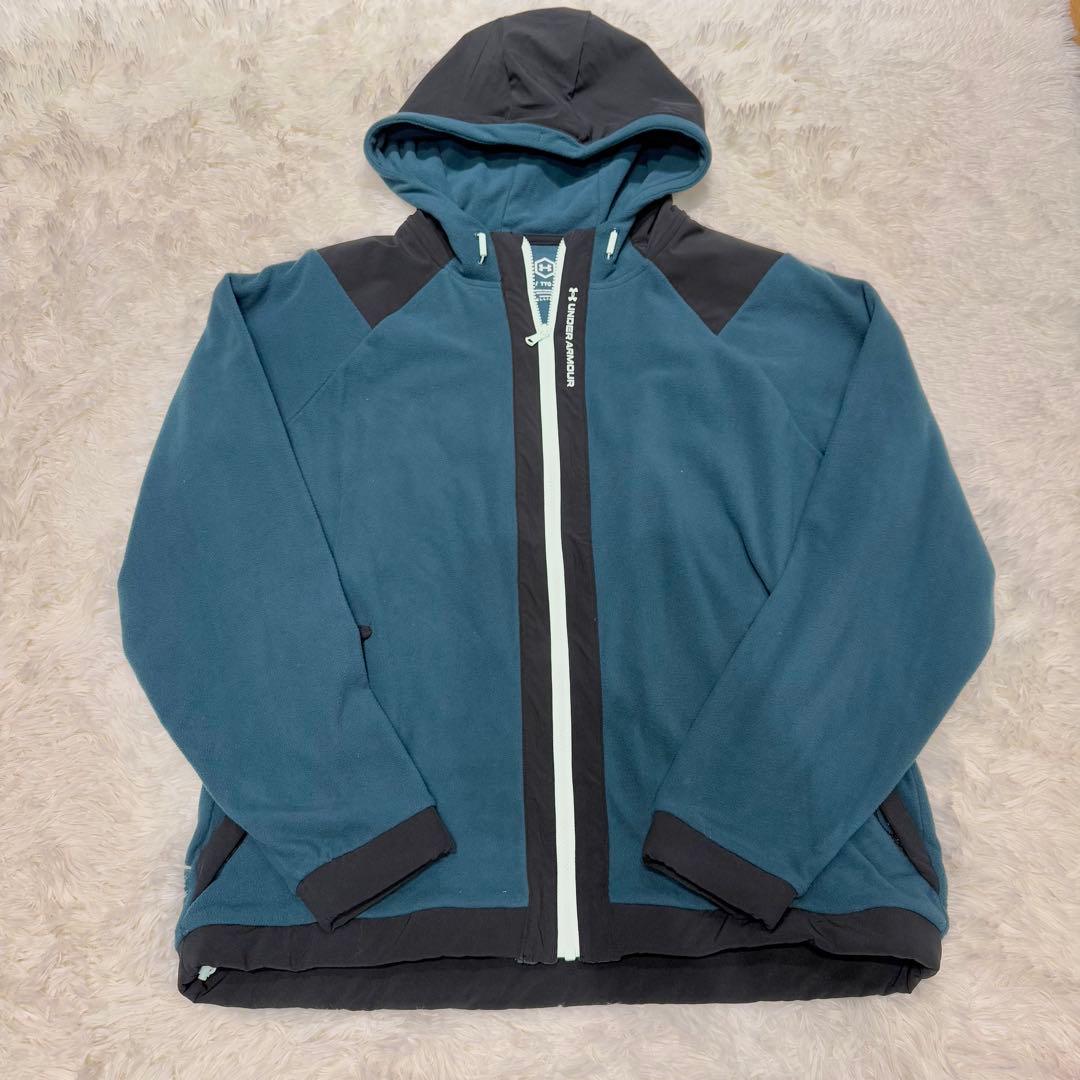 アンダーアーマー 上下ジャージ フード付 セットアップ フリース 青 2XL