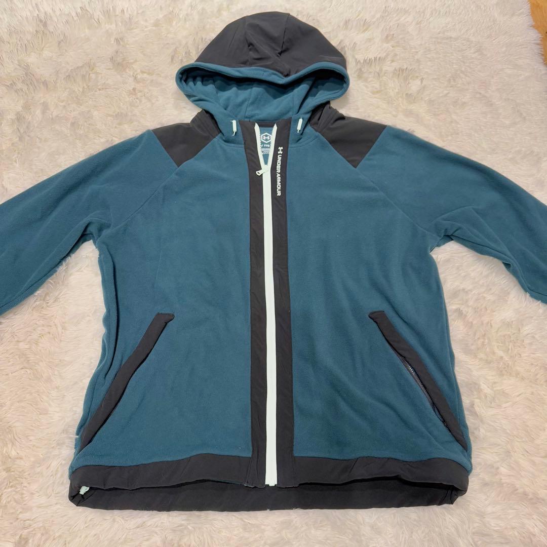 アンダーアーマー 上下ジャージ フード付 セットアップ フリース 青 2XL