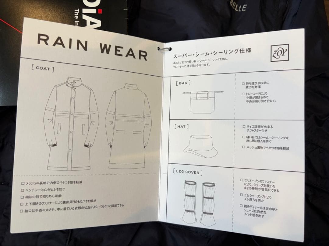 新品　ZOY WONDER RAIN WEAR ゴルフレインウェア　36