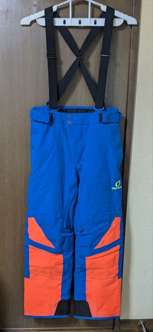 ON-YO-NE スキーウェアパンツ サスペンダー付き 青/オレンジXO
