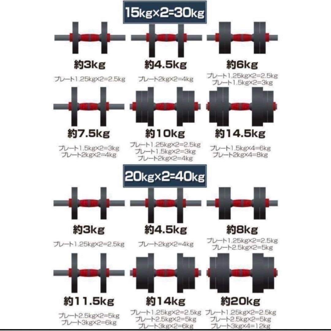 送料無料　ダンベル 可変式 20kg可変式ダンベル40kg 多機能2個セット