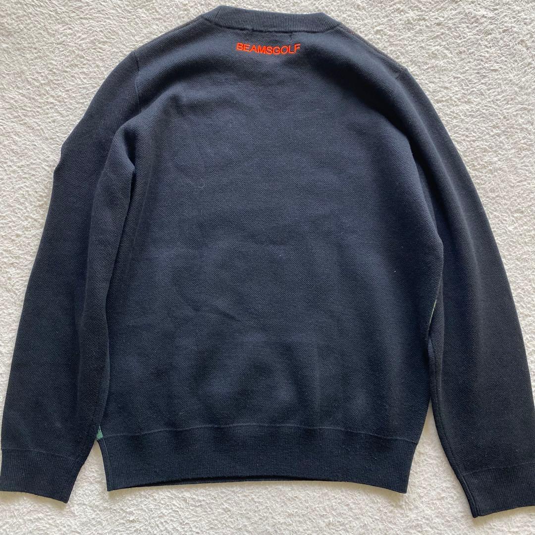 【美品】ビームスゴルフ 月面 ジャガード クルーネック ニット Lサイズ