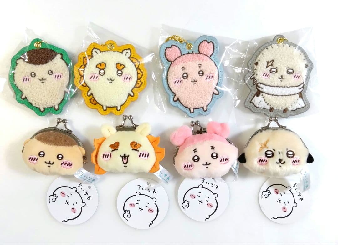 ちいかわ【もこもこサガラ刺繍キーホルダー／ミニがま口ポーチ】各８種１６点セット