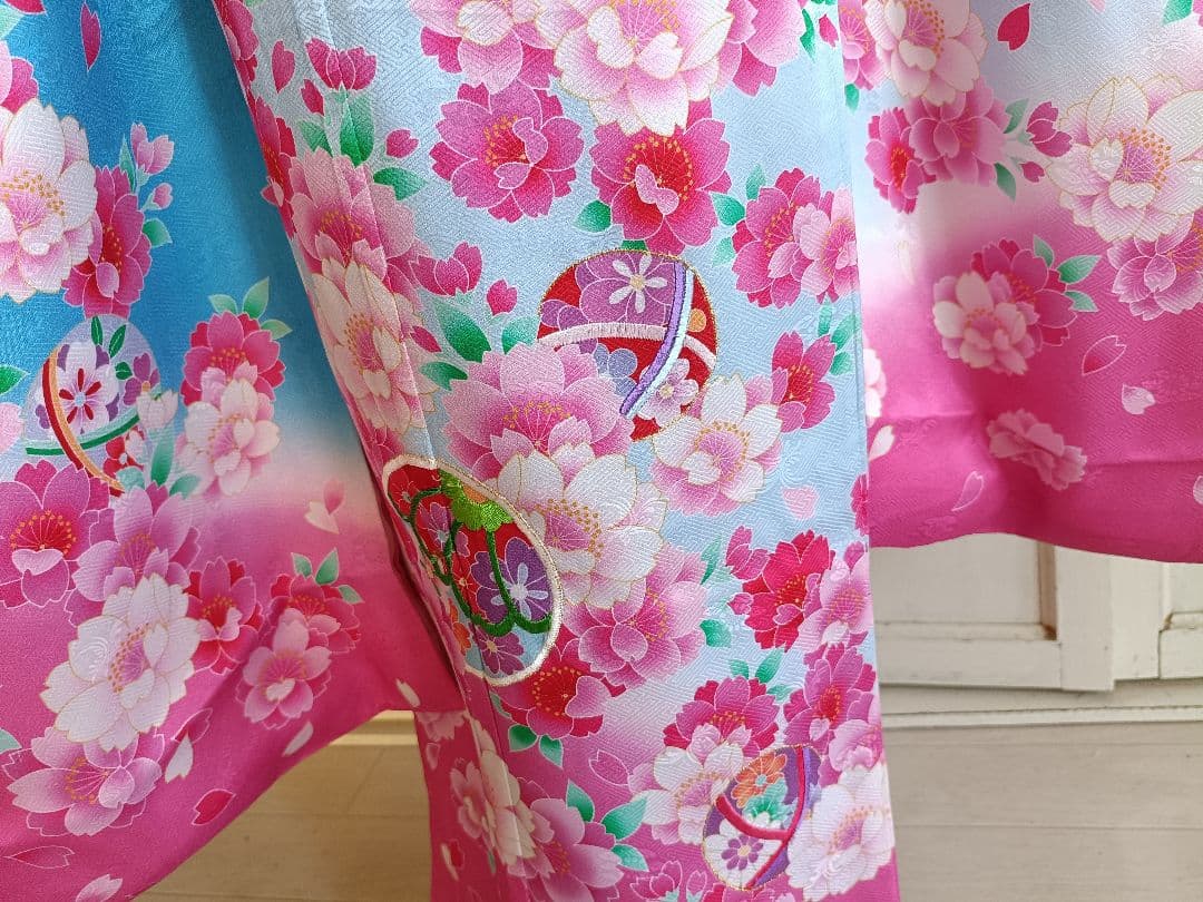 専用です☆正絹☆ブルーピンクの着物にキラキラ作り帯