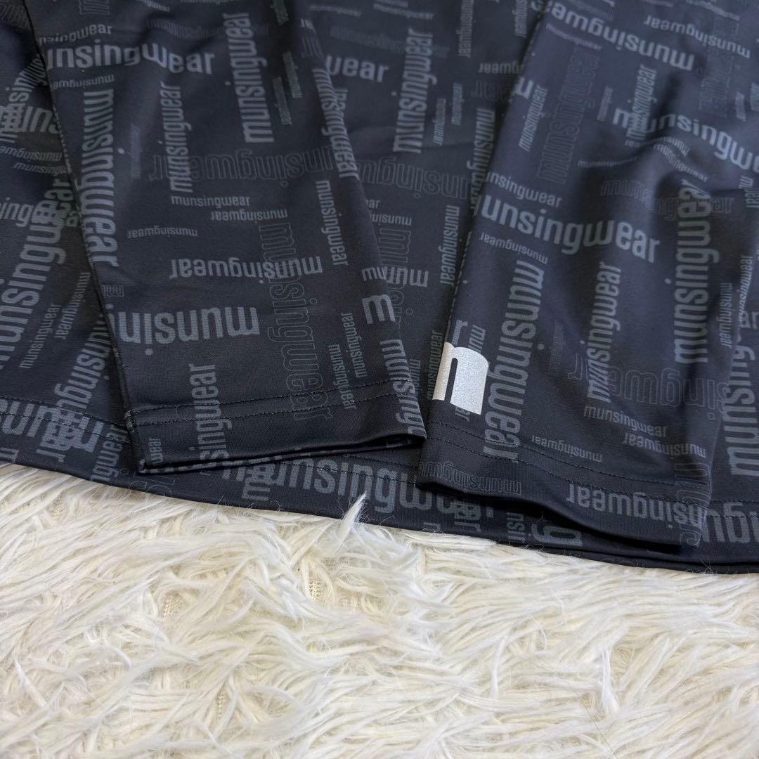 【マンシングウェア】美品 モックネック 総ロゴ ブラック Lサイズ メンズ
