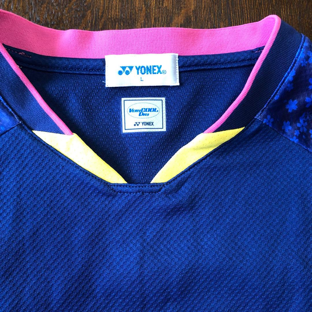 YONEX バドミントン ノースリーブ Lサイズ ネイビー/ピンク