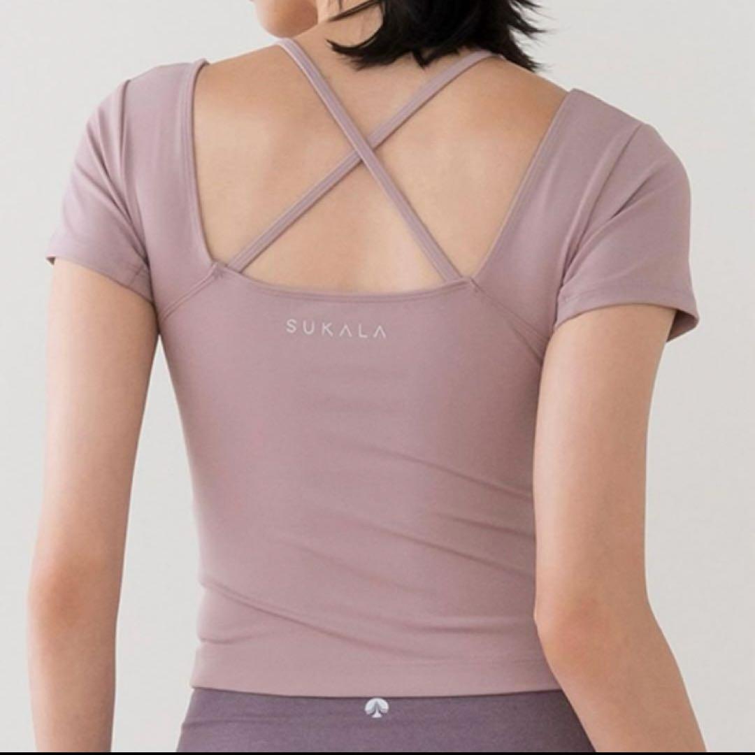 LサイズSUKALA カップ付きオープンネックTee 薄紫
