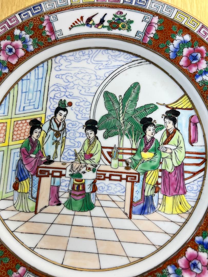 中国 廣彩 金彩 色絵 大皿 2枚組