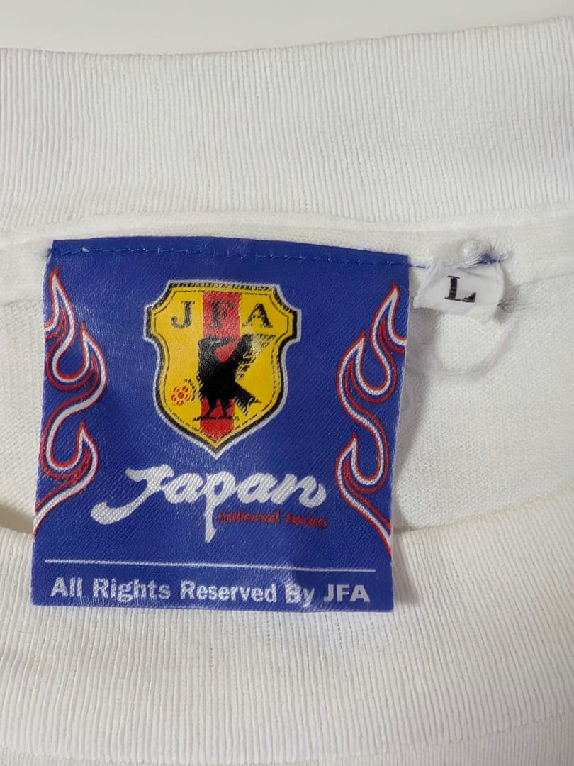 90s 日本製 サッカー日本代表　Ｔシャツ ロペスワグナー　Ｌサイズ　ホワイト